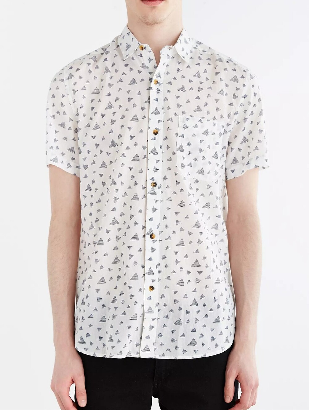 Koto X Urban Outfitters Short Sleeve Button Down Shirt Triangle Print Medium